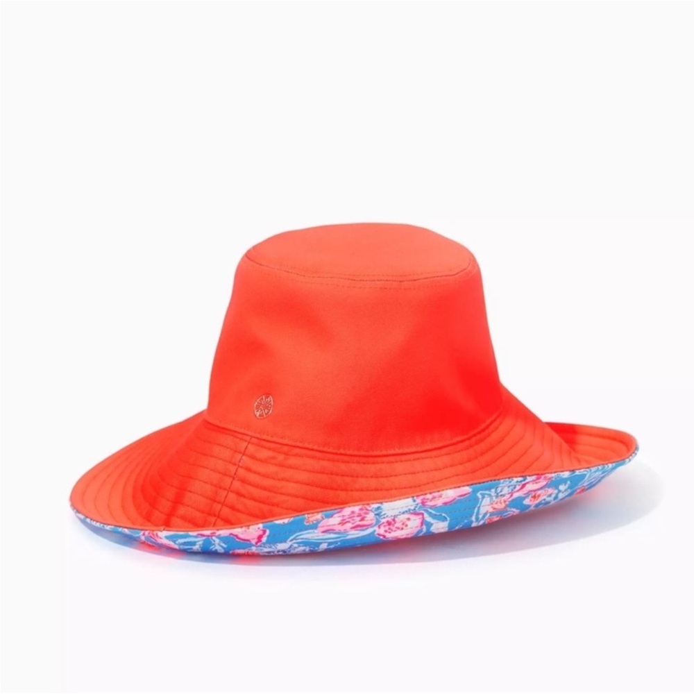 NWT Lilly Pulitzer Reversible Canvas Hat Floral Blue and Pink - Picture 2 of 6